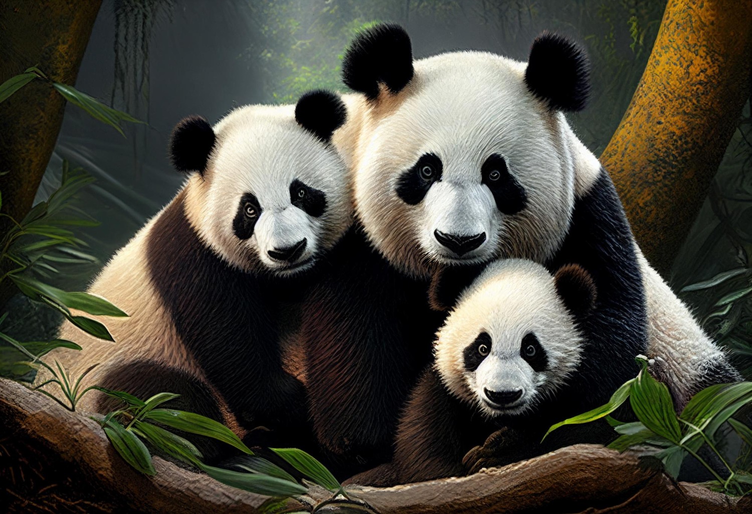 Puzzle Familia de osos panda
