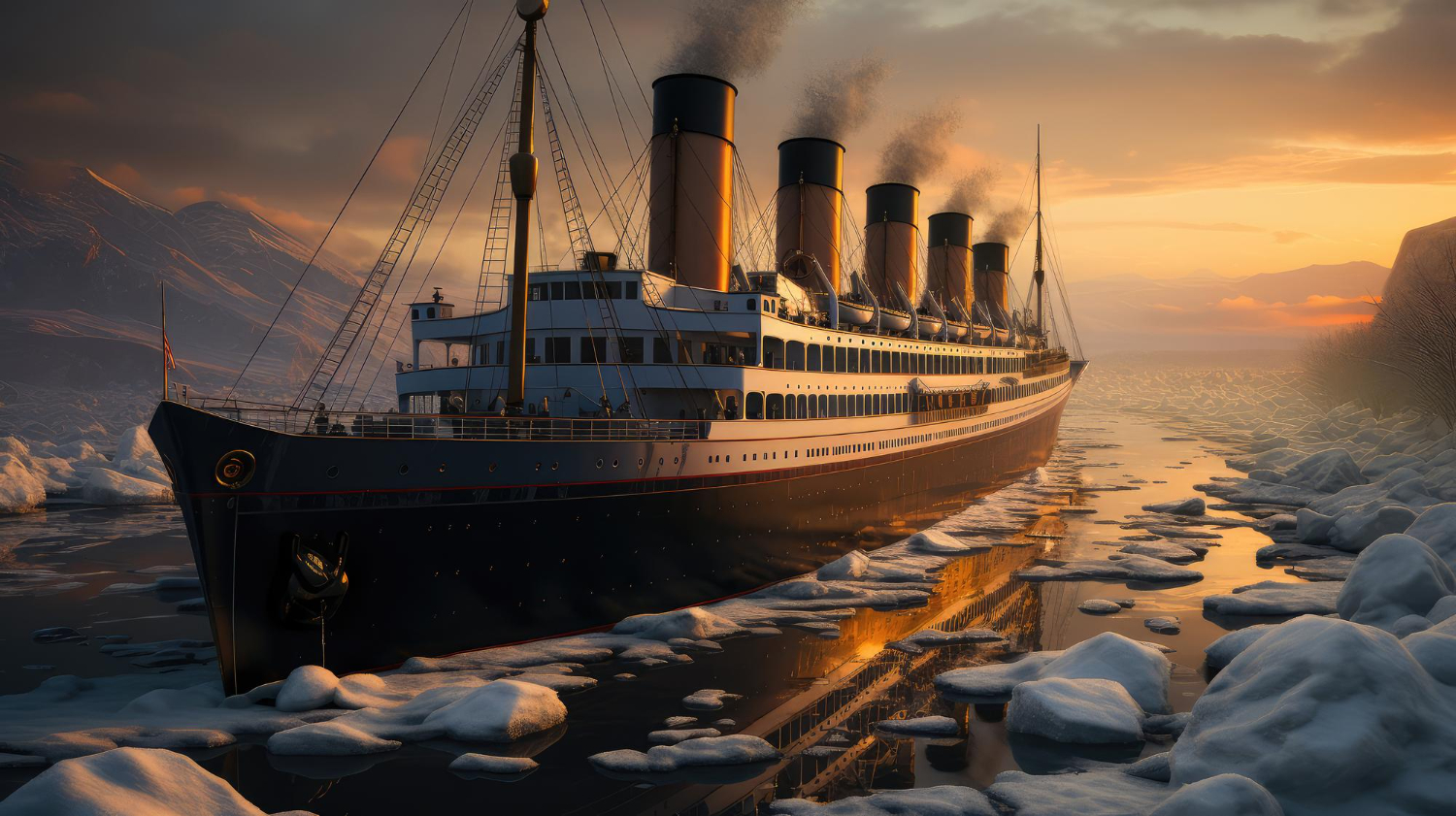 Puzzle Titanic entre icebergs