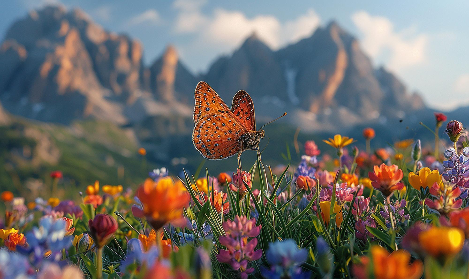 Puzzle Mariposa en un campo de flores