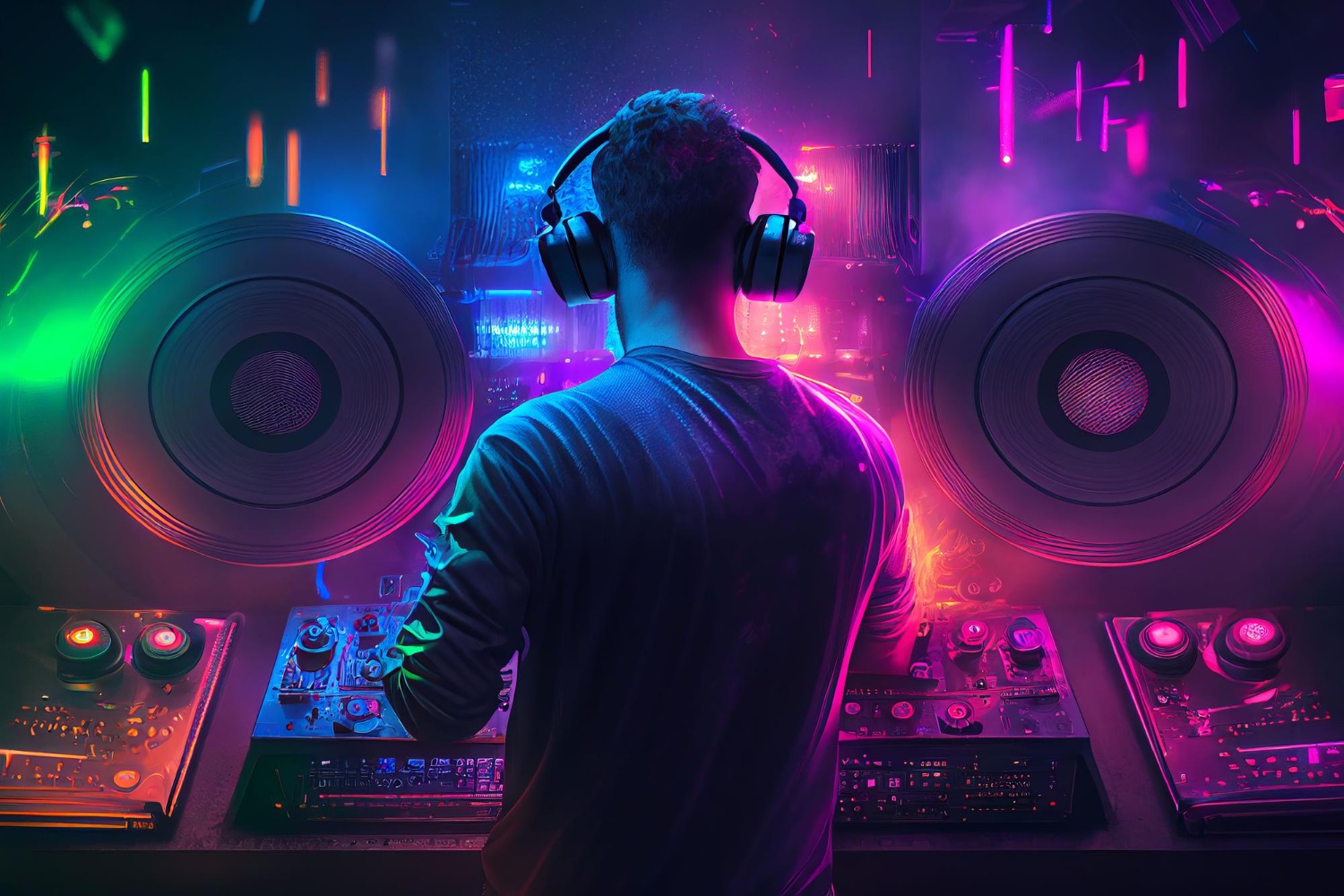 Puzzle DJ en una fiesta de música electrónica
