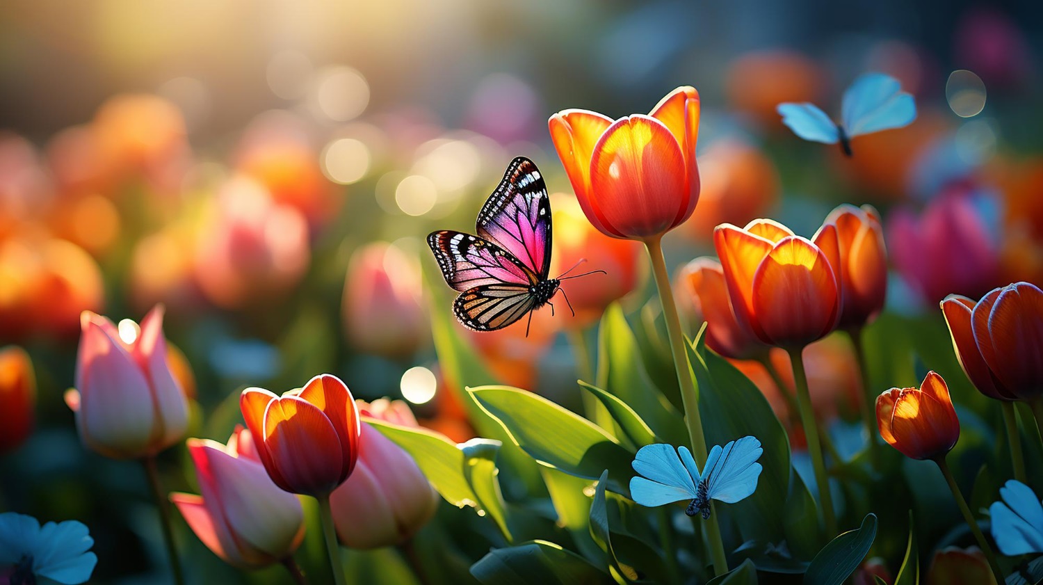 Puzzle Mariposa y tulipanes